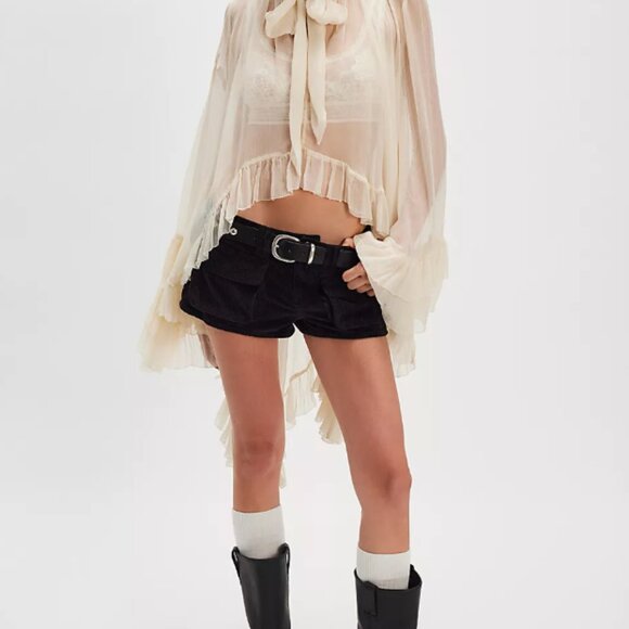 We The Free Knock Out Cord Shorties Color: Jet Black - Picture 1 of 4